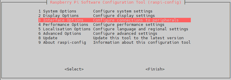 interface options raspberry pi