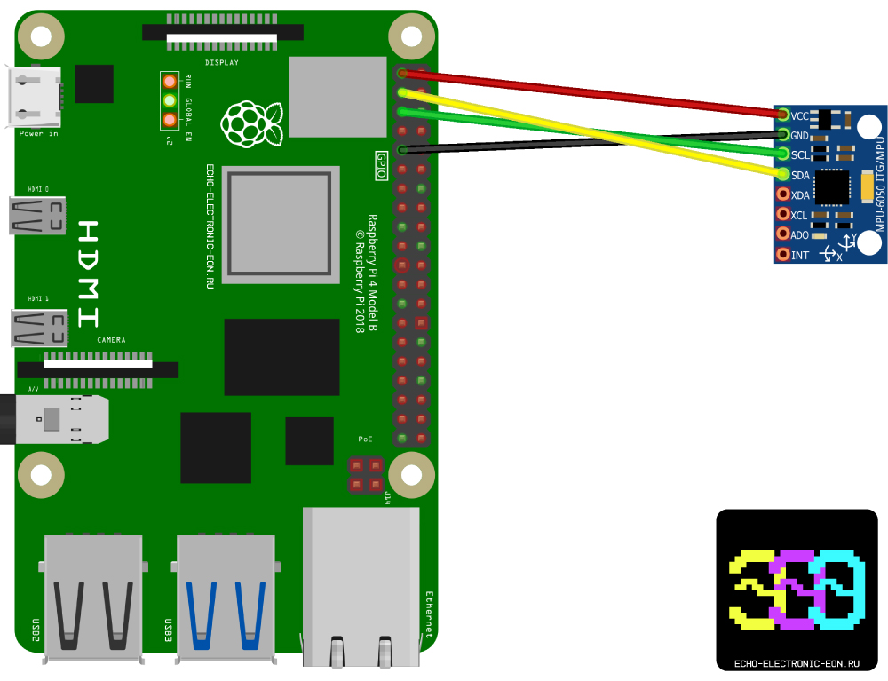 Схема подключения MPU-9265 к Raspberry Pi